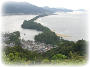 Amanohashidate in Kyoto Prefecture---One of the three most beautiful landscapes in Japan